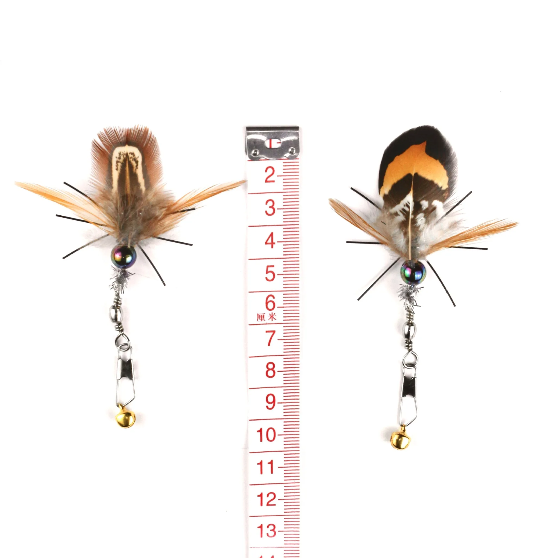 Varita de juguete para mascotas, accesorios de palo de teaser para gatos, insectos artificiales, cabezal de repuesto de pluma marrón, 3 uds./4 Uds. - imagen 2