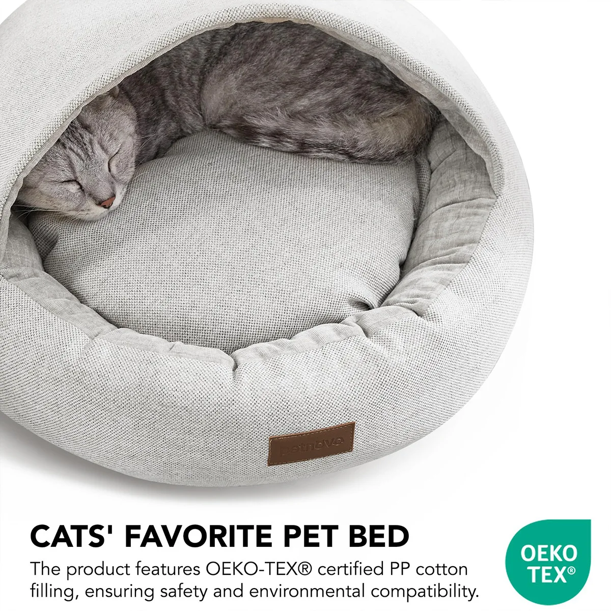 Cama ovalada cerrada para gatos y perros pequeños – Cálida y suave - imagen 5