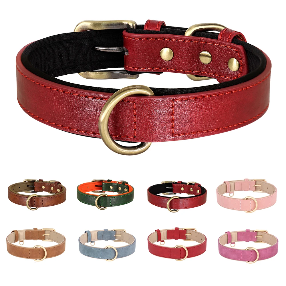 Collar de cuero PU para perros con acolchado suave y ajuste en D - imagen 5