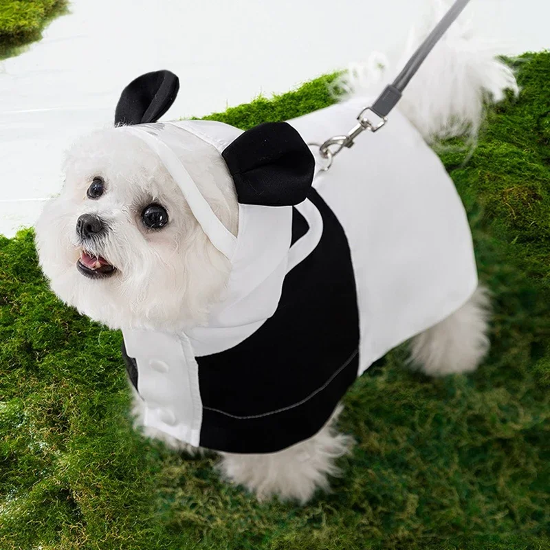 Chubasquero con capucha para mascotas, impermeable con forma de Panda, ropa para perros, ropa impermeable para el día lluvioso de verano, accesorios para mascotas S - imagen 3
