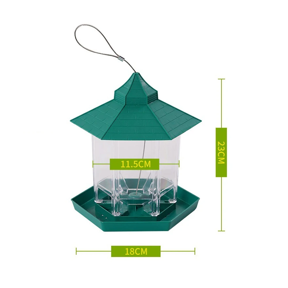 Gazebo impermeable, comedero colgante para pájaros salvajes, contenedor para exteriores con cuerda para colgar, tipo casa de alimentación, comedero para pájaros, decoración para Aves - imagen 5