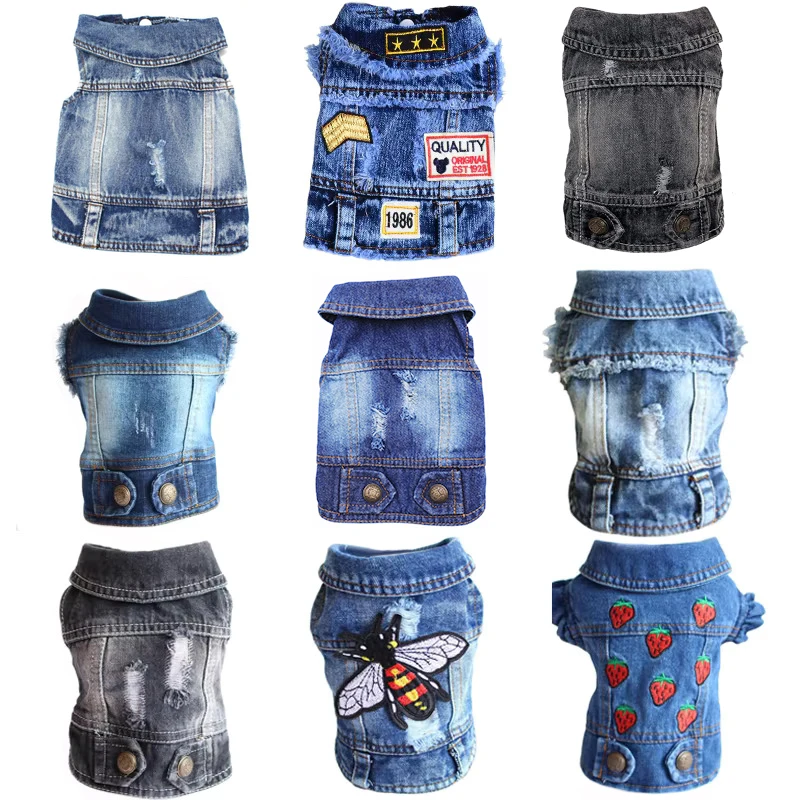 Chaqueta vaquera elegante para perros pequeños y medianos, chaleco vaquero con solapa, abrigo, ropa para perros de primavera y otoño para Chihuahua, Bulldog, Dachshund