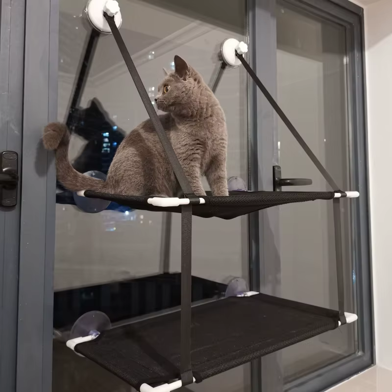 Hamaca de ventana transpirable y lavable para gato con ventosas - imagen 5