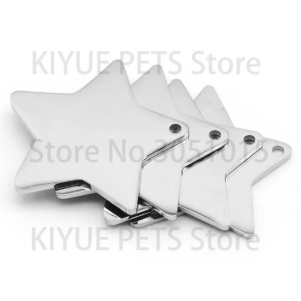 Venta al por mayor, 100 Uds., estrella de acero inoxidable, colgante de joyería DIY, nombre personalizado para hombre, etiqueta de identificación de perro, Collar decorativo para mascotas - imagen 3