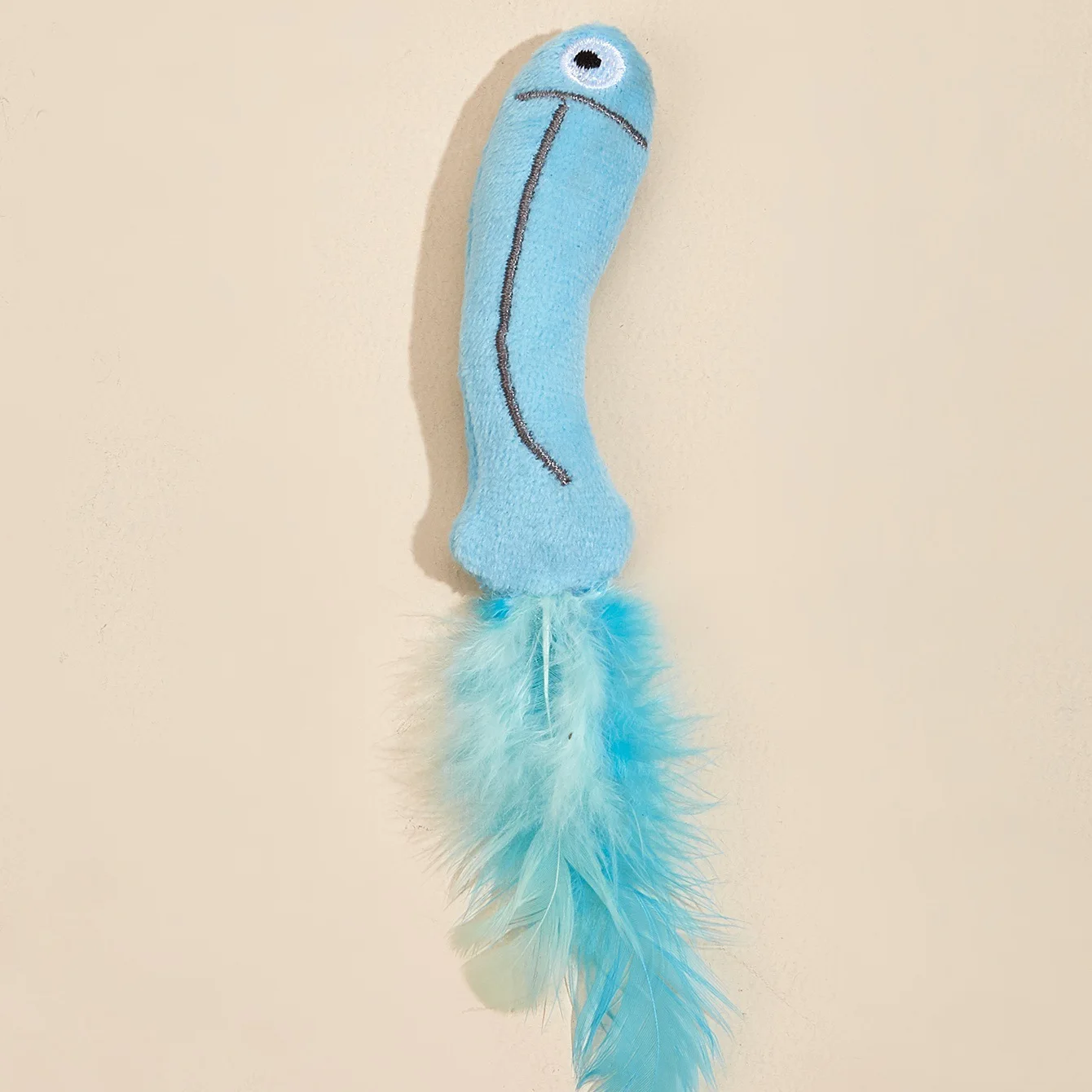 Juguete de pez de pluma simulada con hierba para gato, nuevo juguete de menta para gato, resistente a las mordeduras, rascador - imagen 3