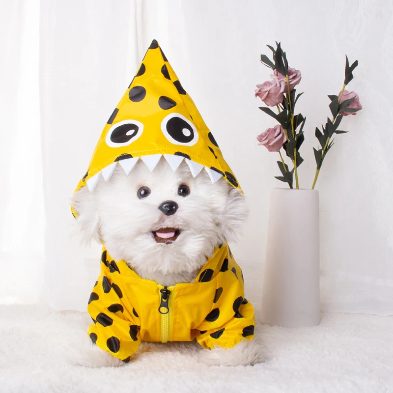 Ropa para mascotas, impermeable para salir de perros, impermeable con capucha de dos pies, impermeable para compras de Halloween para mascotas