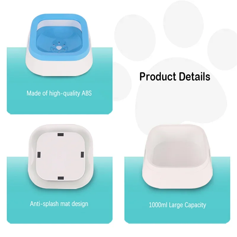Cuenco de agua antisalpicaduras para perros, bebederos de gran capacidad de 1L, bebedero para perros, accesorios para cachorros y gatos - imagen 5