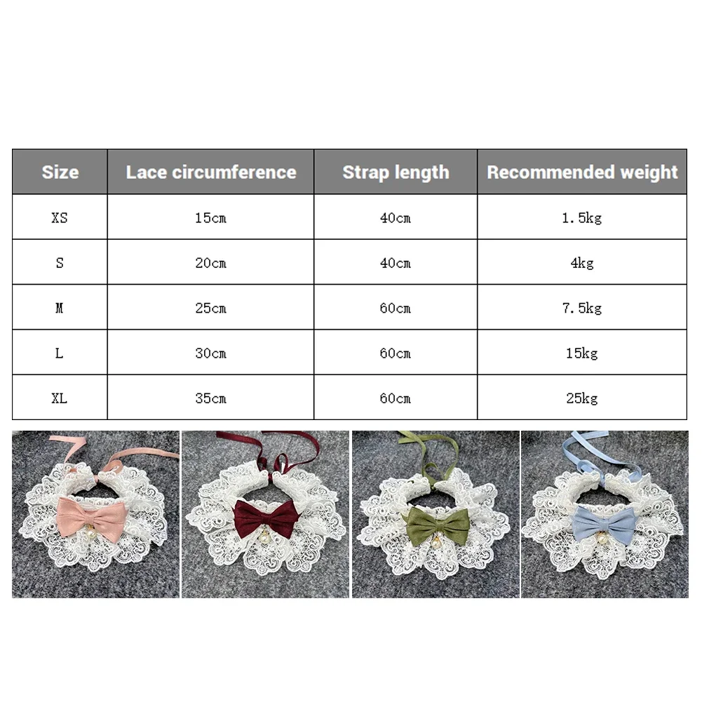 Collar de perlas con lazo de encaje, pañuelo para perro y gato, gatos, gatitos, perros, cachorros, babero, Collar, corbata, correa para el cuello, accesorios para bufanda - imagen 3