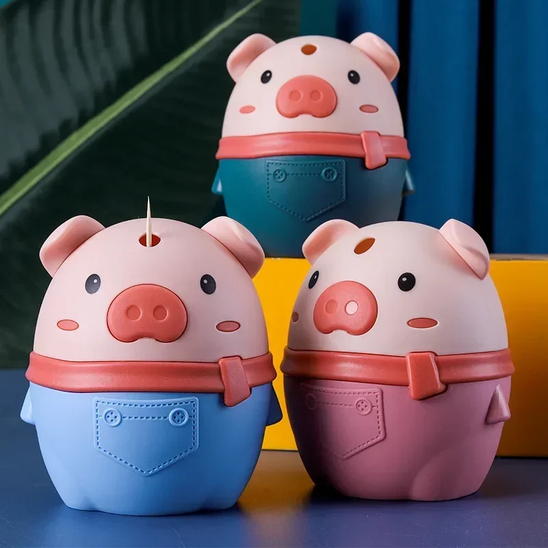 Dispensador de palillos dientes cerdito animado – Soporte mesa - imagen 2