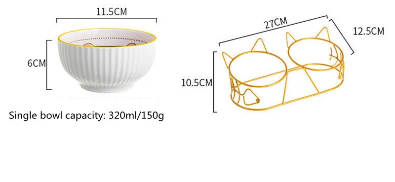 Tazón doble con diseño de gato