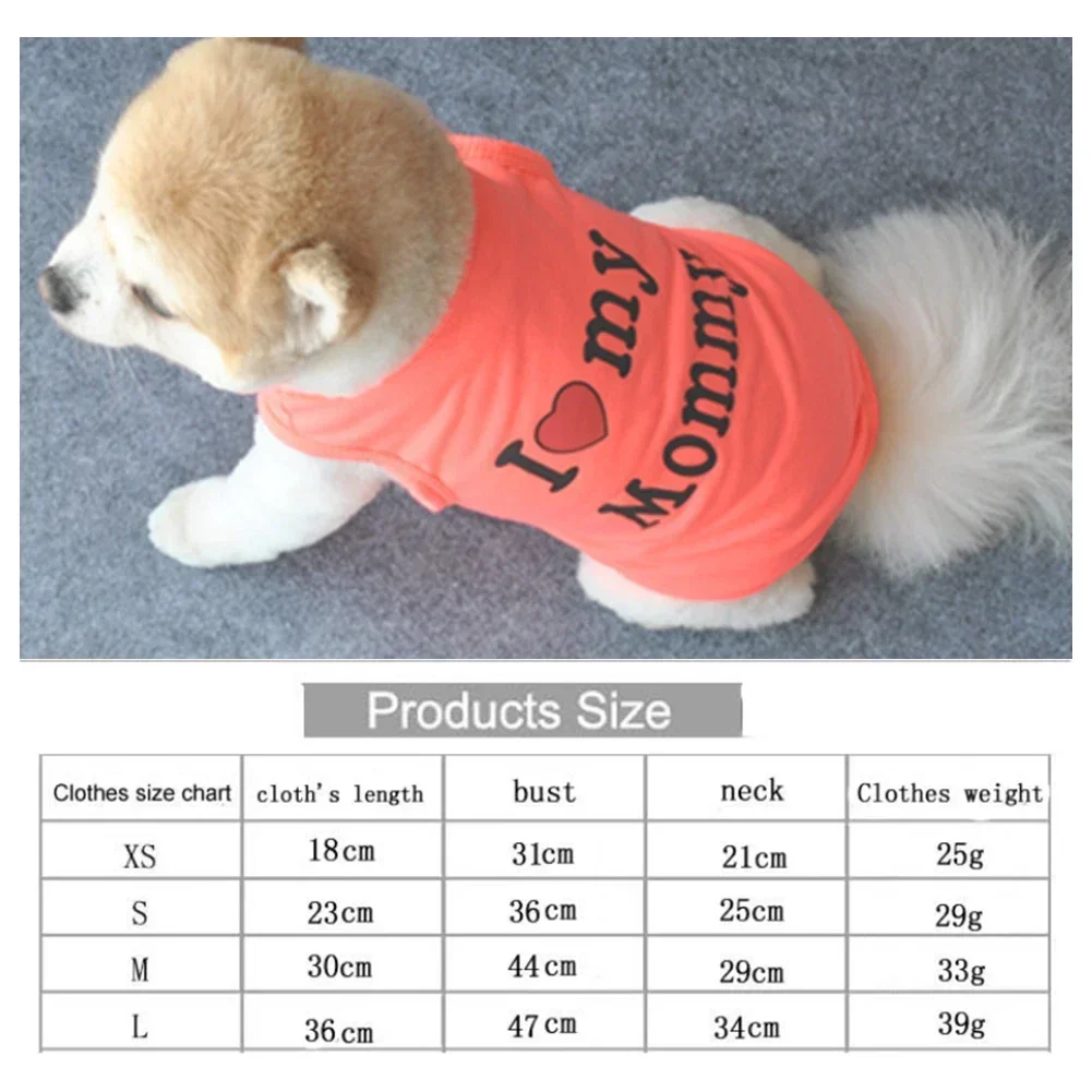 Ropa de moda para perros pequeños, chaleco para mascotas, camiseta para cachorros, amor, mamá y amor, papá, ropa estampada de algodón para mascotas - imagen 3