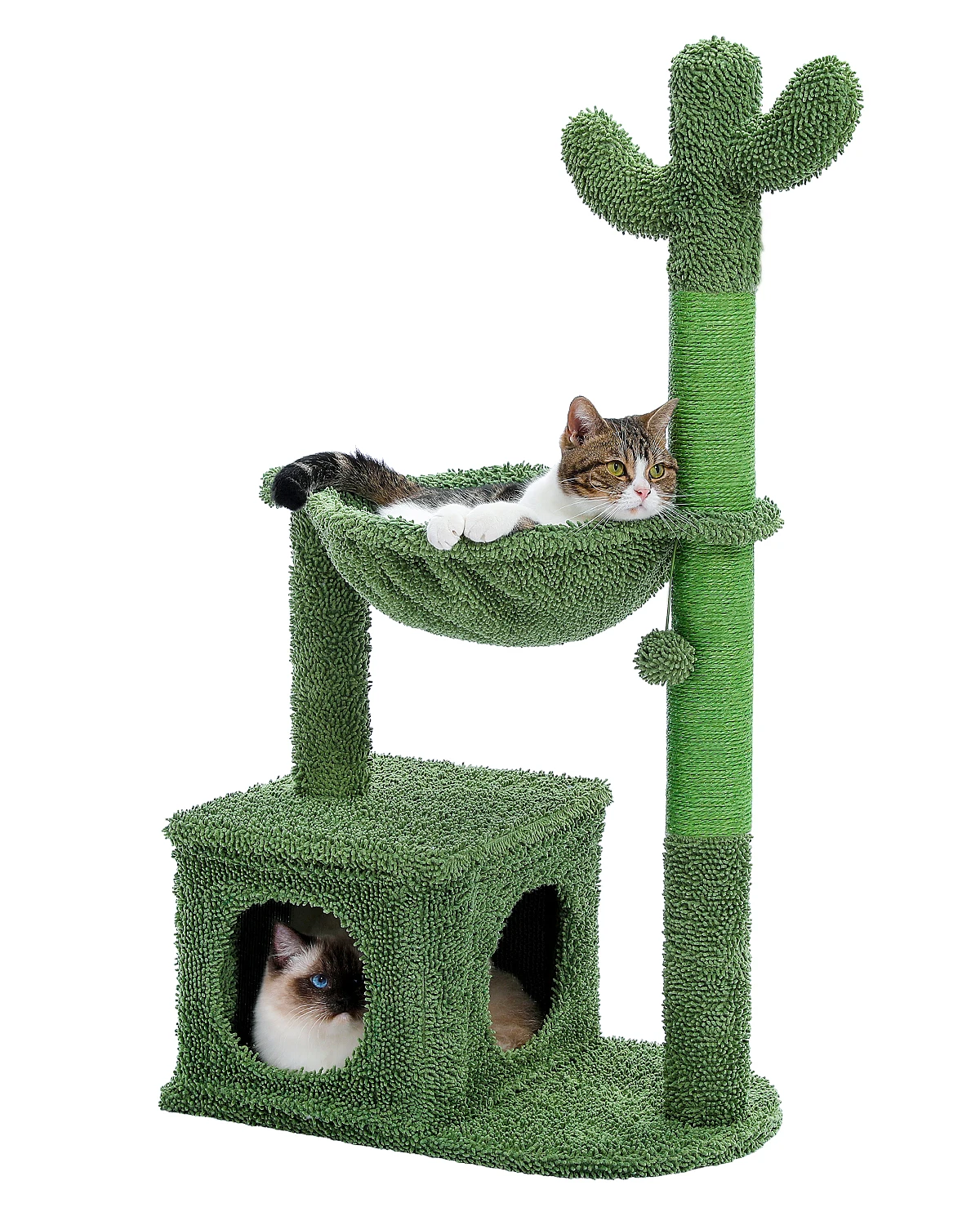 Árbol de Cactus con bola para gatos, hamaca con marco de Metal grande, poste de rascado para interiores, Casa Grande, cuerda de Sisal Natural, H100CM - imagen 3