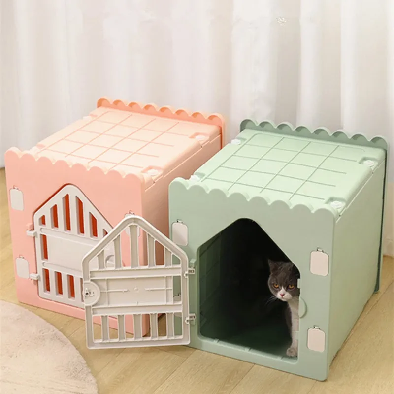 Nido para gatos, casa de plástico para mascotas, Universal, a prueba de lluvia, casa para gatos y gatitos, perrera interior semicerrada, sala de parto para mascotas - imagen 2