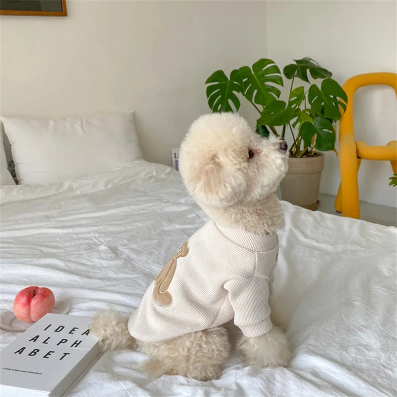 Sudadera con fondo de oso para perros pequeños, ropa de gato transpirable, cálida, clásica, mantiene el calor, ropa de viaje para cachorros, Otoño e Invierno - imagen 3