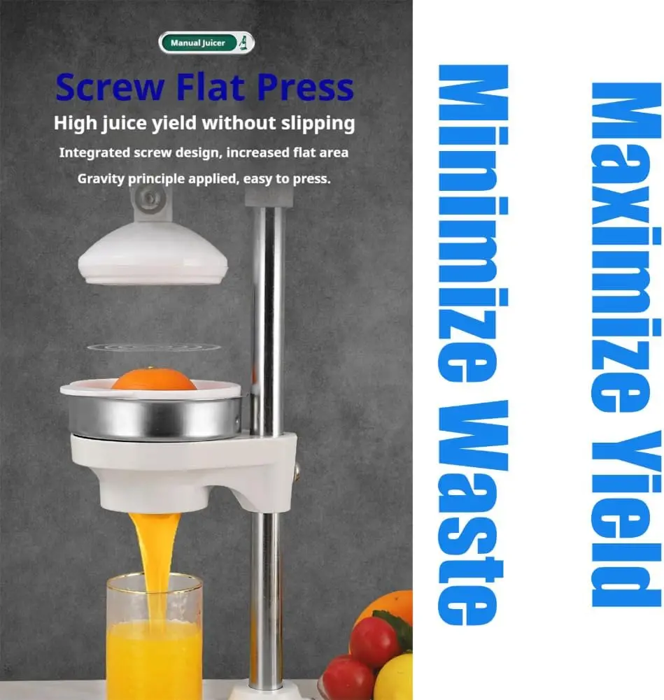 Exprimidor manual de cítricos de acero inoxidable, exprimidor manual de hierro fundido de grado comercial para naranja, limón, lima y granada - imagen 3