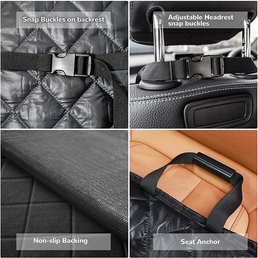 Funda de asiento delantero para perros para coches, protector de asiento de coche antideslizante 100% impermeable para mascotas, fundas acolchadas y duraderas para asientos de perros para coches - imagen 3