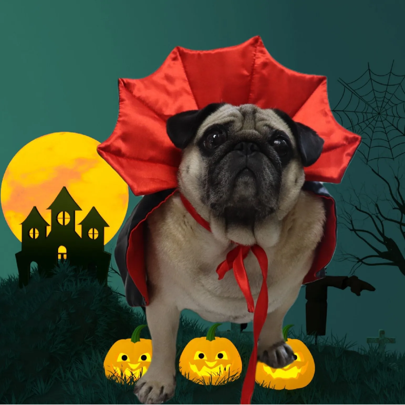 Capa para perro Capa del diablo Ropa de cosplay Disfraz de fiesta Disfraz de perro diablo vampiro Capa de Halloween Capa para perros pequeños, medianos y grandes - imagen 2