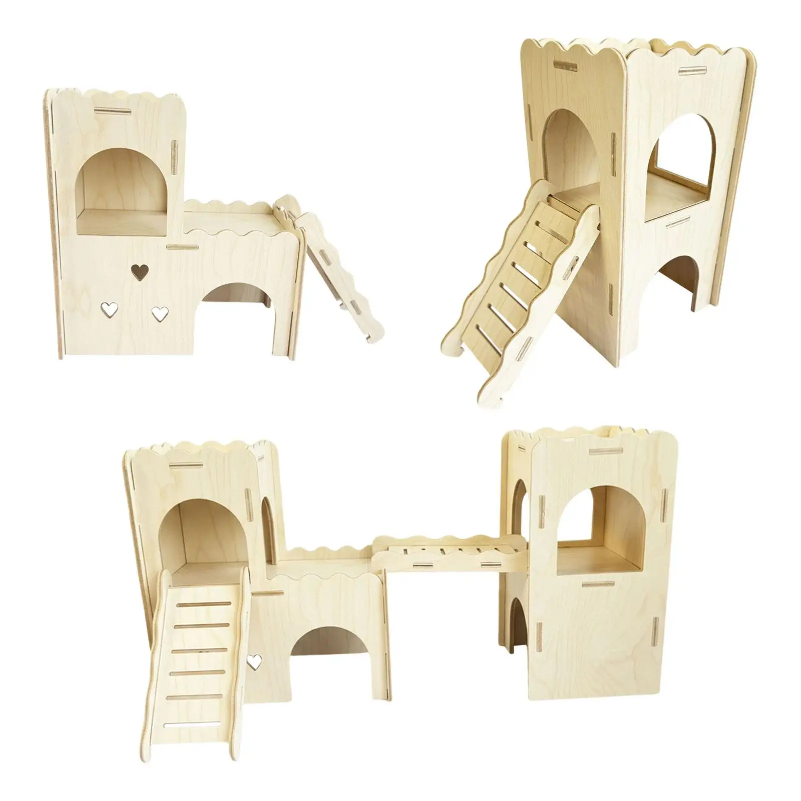 Wood Hamster Hideout Hideaway Habitat for Gerbils Syrian Hamsters Exercising