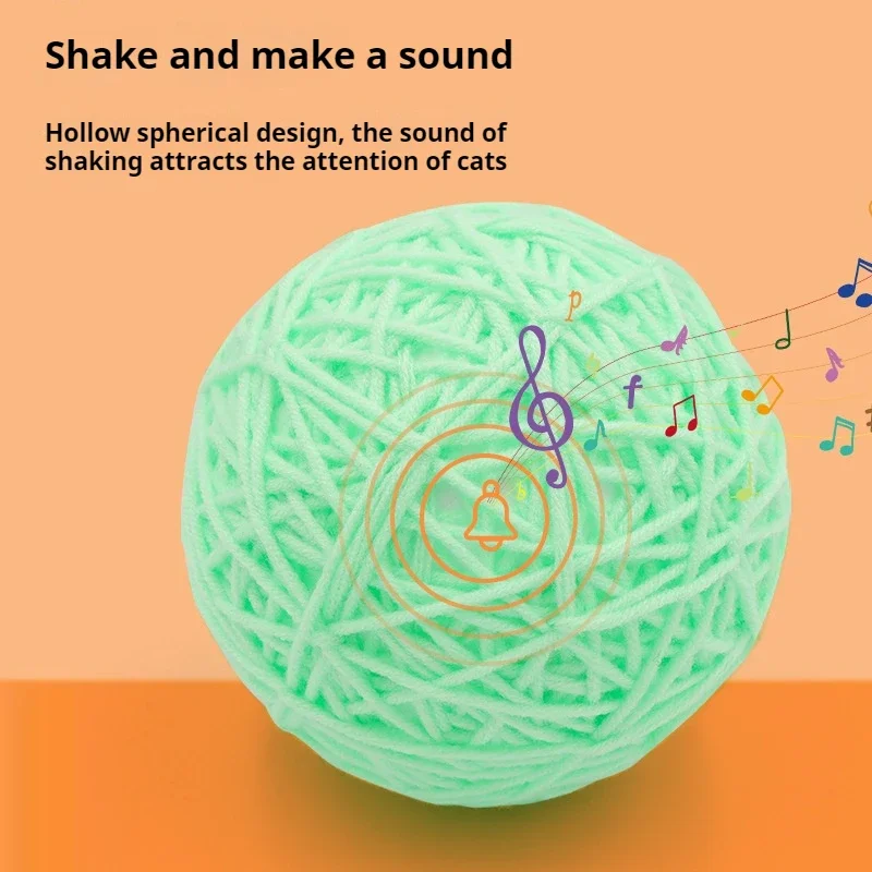 Bola de hilo grande verde que hace ruido de diversión, interactivo, morder, jugar, juguete para gatos - imagen 5