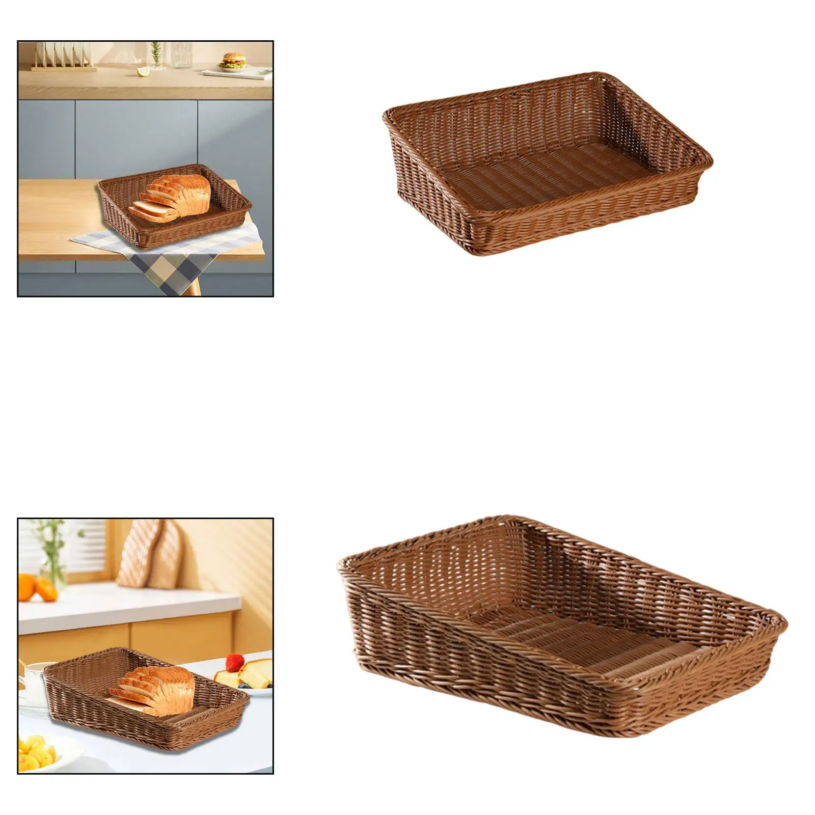 Cesta tejida, cestas de frutas, bandeja de exhibición de pan, organizador de mostrador decorativo, cesta de pan para organización del hogar