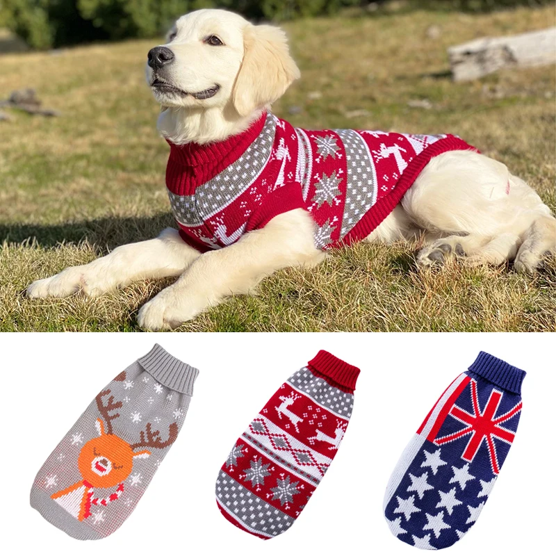 Ropa navideña para perros grandes, suéter de invierno para mascotas para perros medianos y grandes, Bulldog, Labrador, Golden Retriever, jerseys, ropa para mascotas