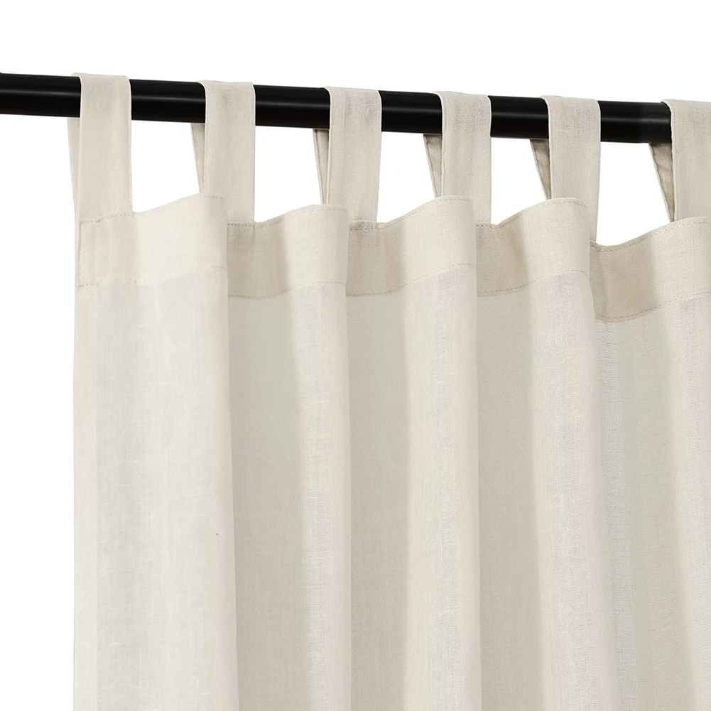 Cortinas de mezcla de lino semitransparentes, 2 paneles, filtrado de luz, tratamientos de ventana para casa de campo, sala de estar, puerta de comedor - imagen 2