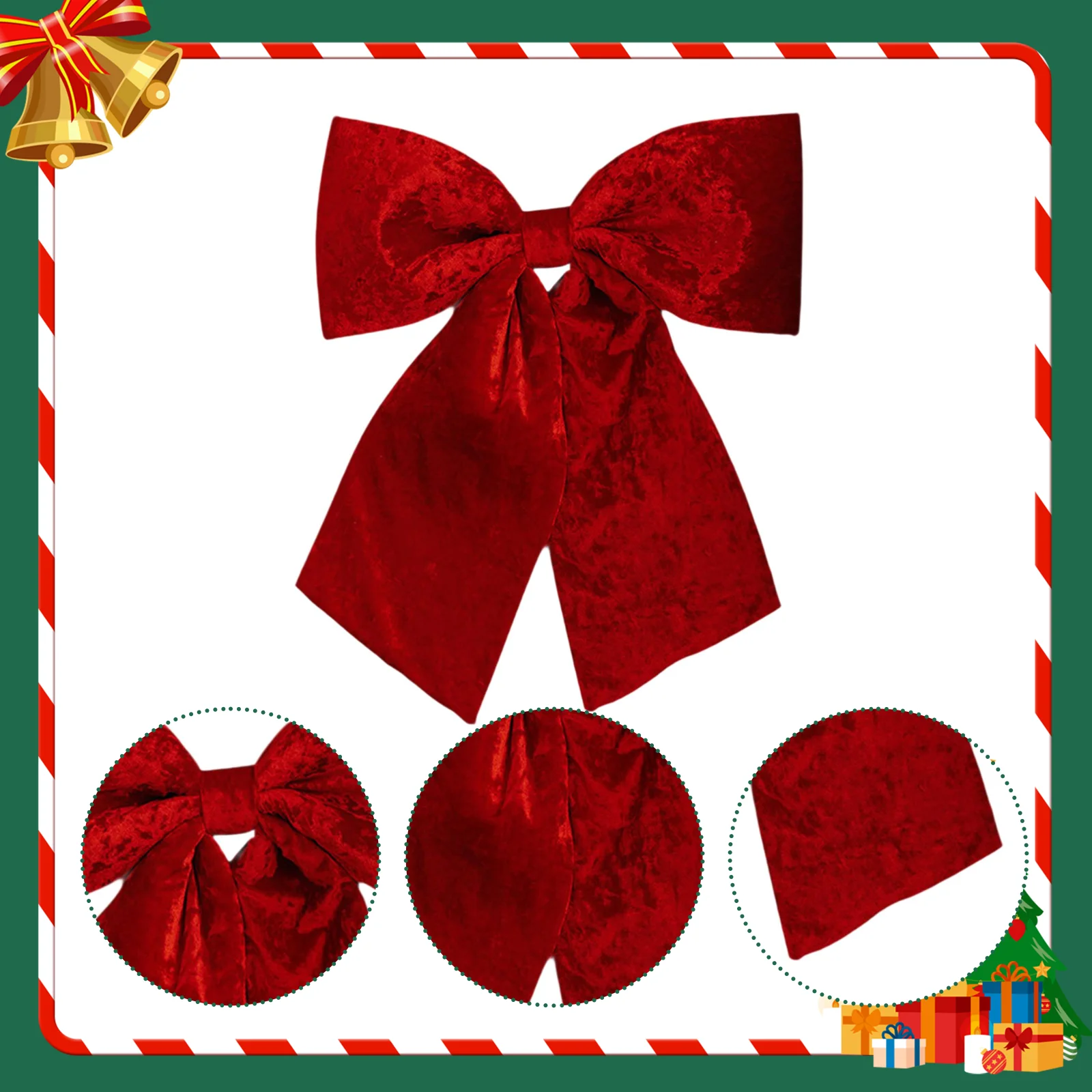 Xmas Velvet Ribbon Bow, Christmas Tree Garland for Festival Wedding Decorative Xmas Velvet Ribbon Bow, Christmas Tree Garland for Festival Wedding Decorative