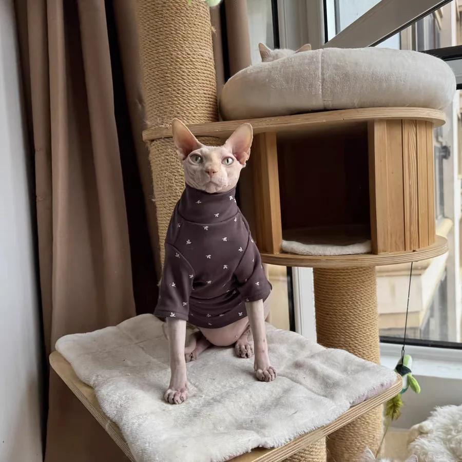 Abrigo invierno floral grueso algodón para gato esfinge sin pelo - imagen 3