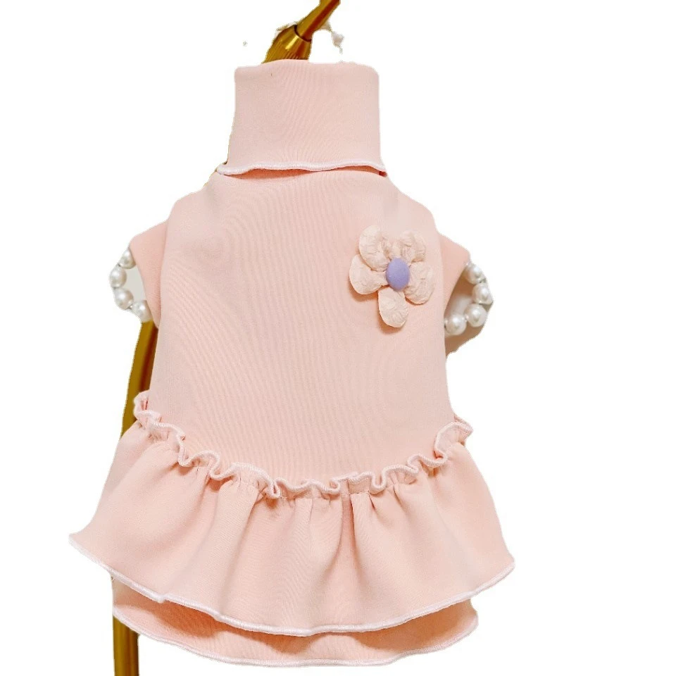Abrigo Base de otoño e invierno para mascotas, vestido Floral dulce con cuello alto para gatos, ropa para perros pequeños, ropa para cachorros - imagen 5