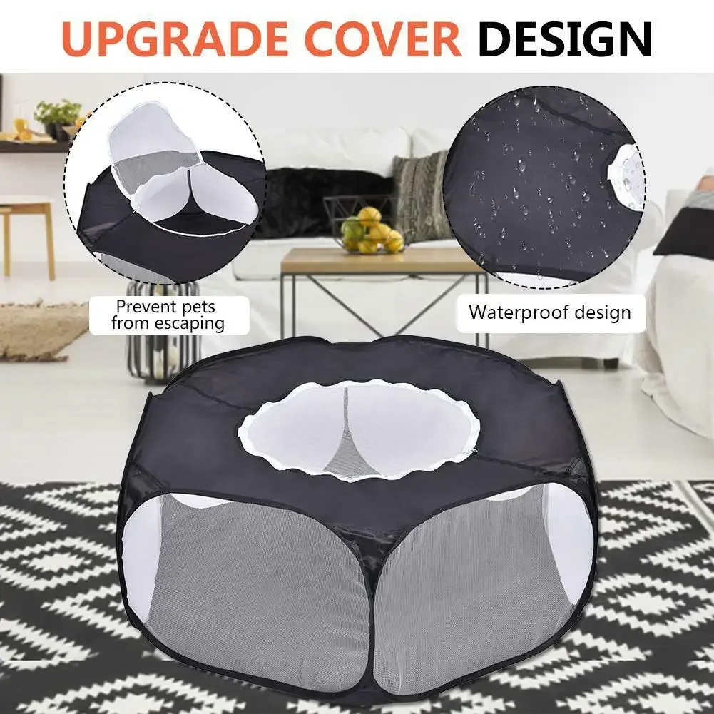Valla portátil para perros, parque infantil para cachorros, interior y exterior, para animales pequeños, valla para hámster, tienda, jaula con cubierta, casa de Camping impermeable