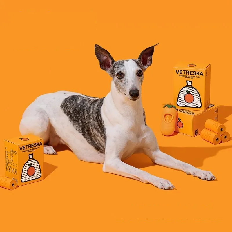 Bolsas de basura de sabor Naranja para caca de perro, bolsas portátiles para caca de perro, bolsas de basura gruesas degradables para exteriores, suministros para mascotas, accesorios - imagen 4
