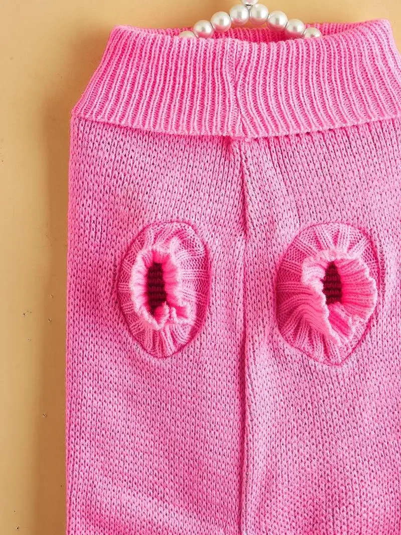 Ropa de perro M33 para otoño e invierno, diseño de cuello, color sólido, diamante cuadrado, Pomerania, Chihuahua, suéter, dachshund - imagen 5