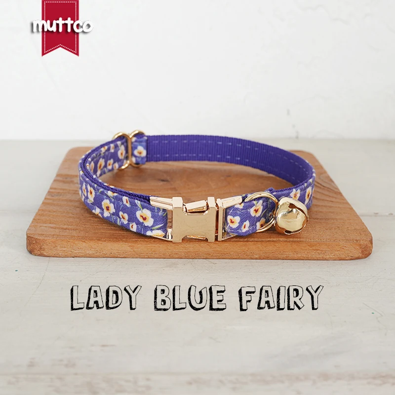 MUTTCO venta al por menor hermoso diseño de patrón de flores hecho a mano señora AZUL collar de hadas diseño único collar de gato 2 tamaños UCC173