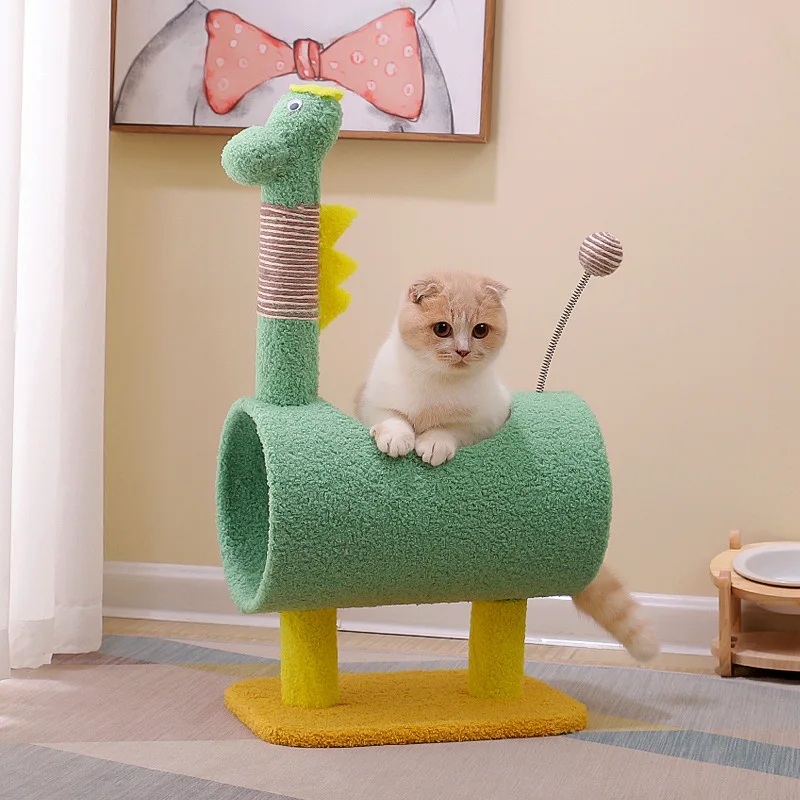 Árbol para gatos temática dinosaurios con cama y poste rascador sisal - imagen 2