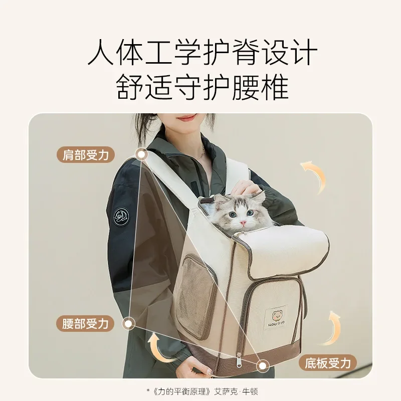 Nueva mochila transpirable para gatos, mochila para gatitos, perros pequeños, bolsa de pecho para salir, mochila portátil, transportador de mascotas - imagen 4
