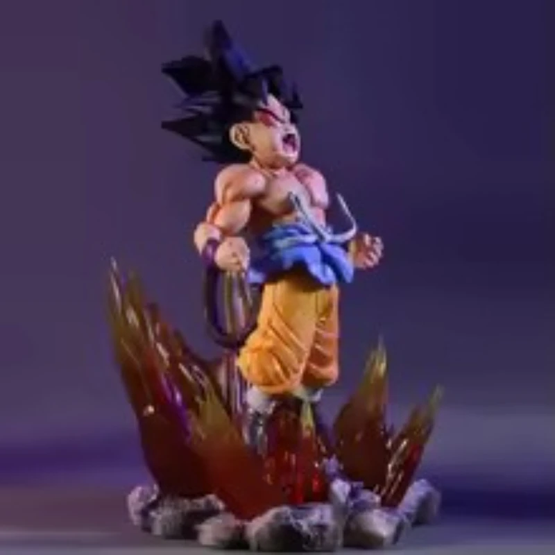19cm BANDAI Dragon Ball SHK Kai Ape Series Son Goku Super Saiyan four Anime Glow Black Hair Goku Figure PVC Anime Model Ornament - imagen 5