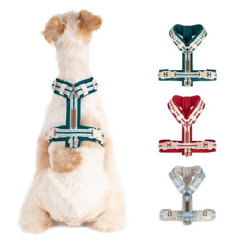 Arnés ajustable para perros en forma de Y, correas reflectantes suaves y transpirables para el pecho, Collar cómodo, resistente y duradero