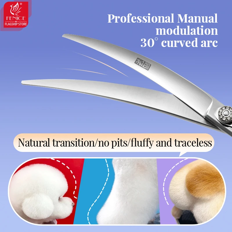 Fenice JP440C mano izquierda 7 pulgadas juego de tijeras profesionales para mascotas kits de aseo para perros tijeras rectas y curvadas tijeras más delgadas - imagen 5