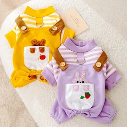 Mono de otoño a rayas para gatos y perros pequeños – ropa cálida