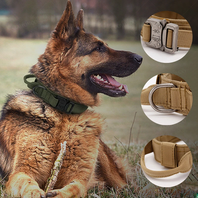 Collar y correa tácticos para perros, correa de nailon duradera ajustable militar para medianos y grandes, pastor alemán, accesorios de entrenamiento - imagen 2