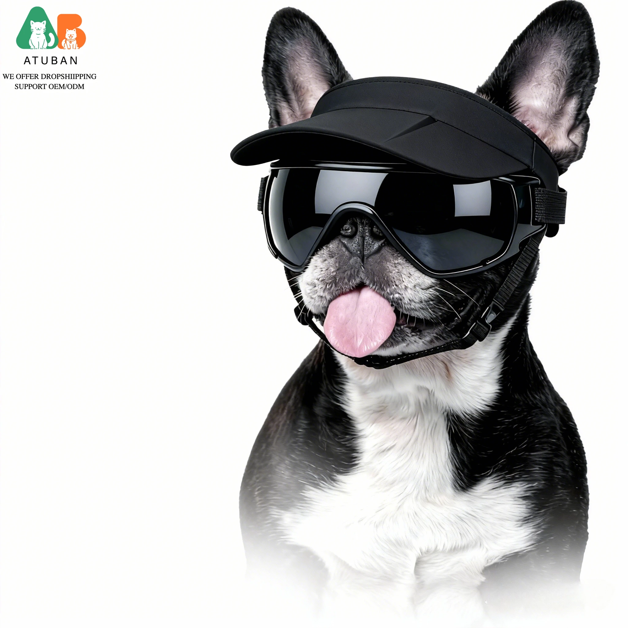 ATUBAN-Sombrero para el sol para mascotas, combinación de gafas para perros, sombrero con protección solar para primavera y verano, accesorios de ajuste de oreja