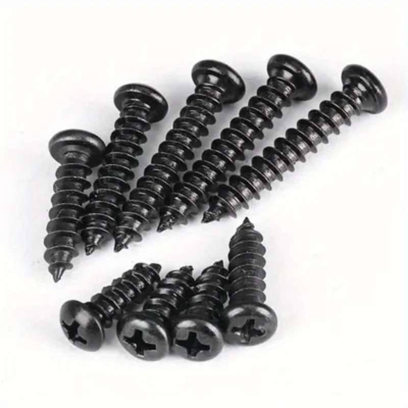 500 Uds M3 acero al carbono negro PA Cruz cabeza redonda tornillo autorroscante tornillos con cabeza hueca - imagen 4