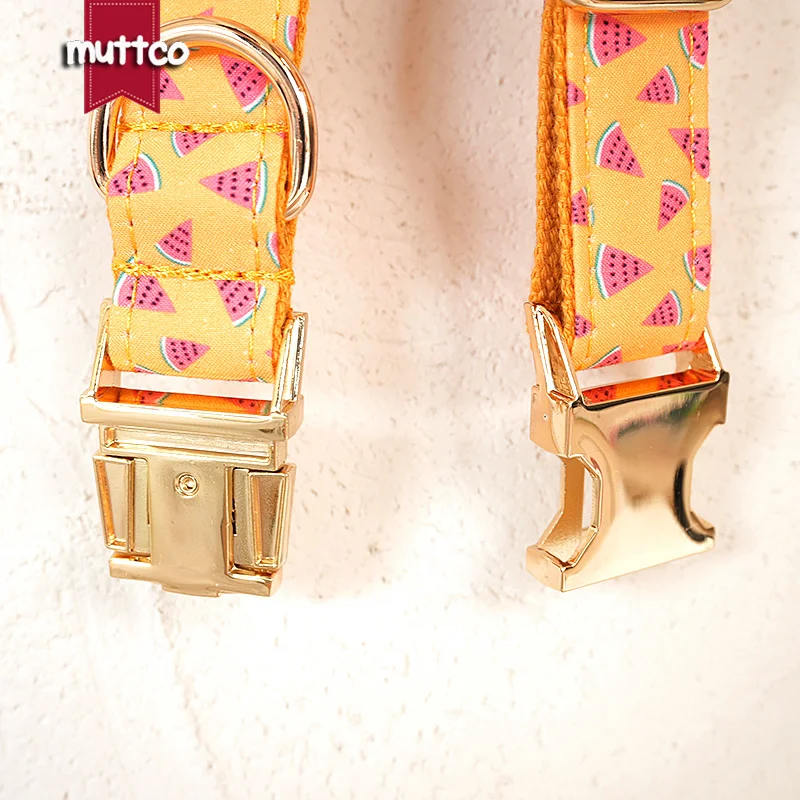 MUTTCO collar de perro con hebilla de metal grabado WATERMELON NARANJA collar de etiqueta de identificación de perro personalizado 5 tamaños placa de identificación anti-pérdida mascota UDC171 - imagen 2