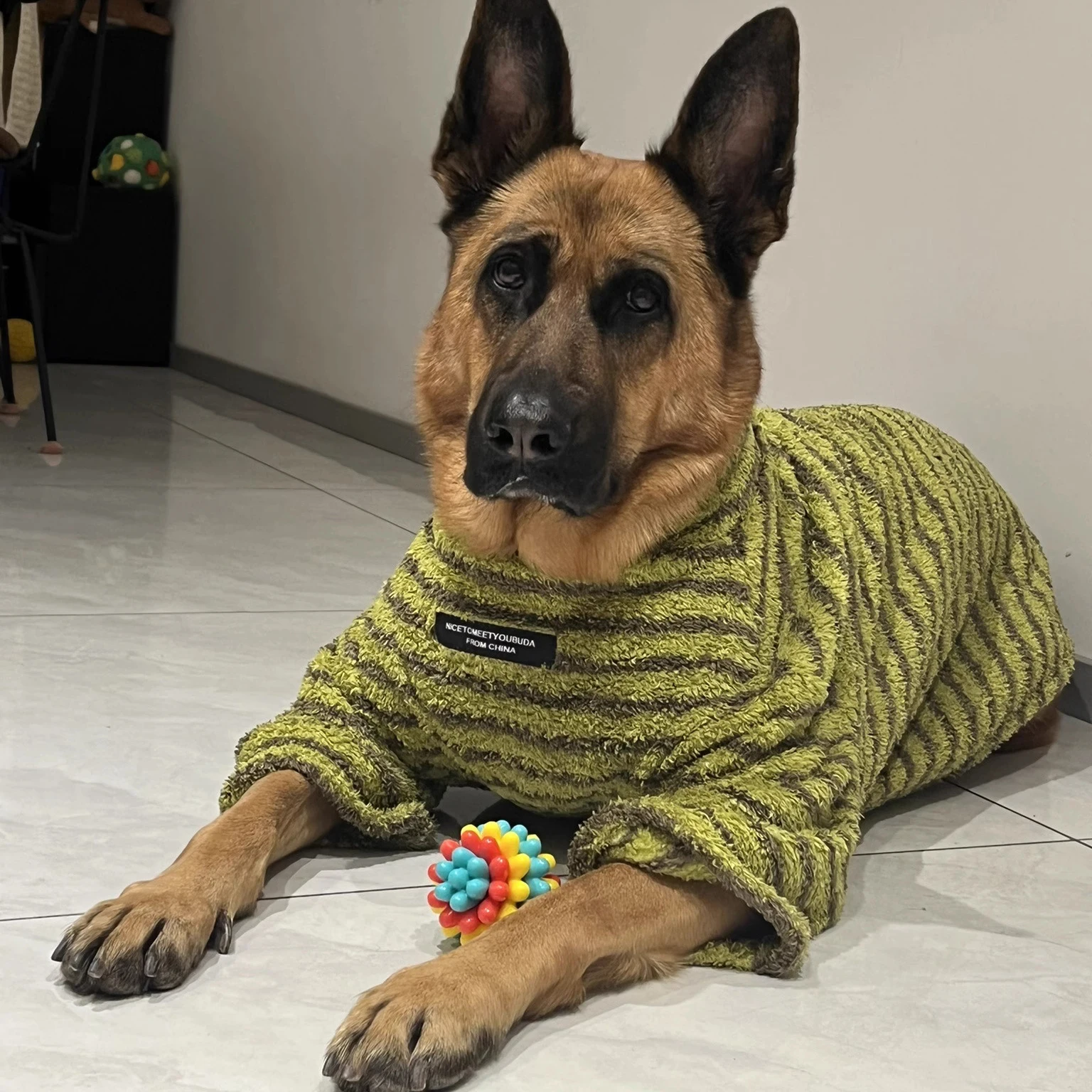 Suéter de lana a rayas para perros, sudadera de cuello alto, camisa de invierno, ropa para perros medianos y grandes, jersey para mascotas - imagen 3