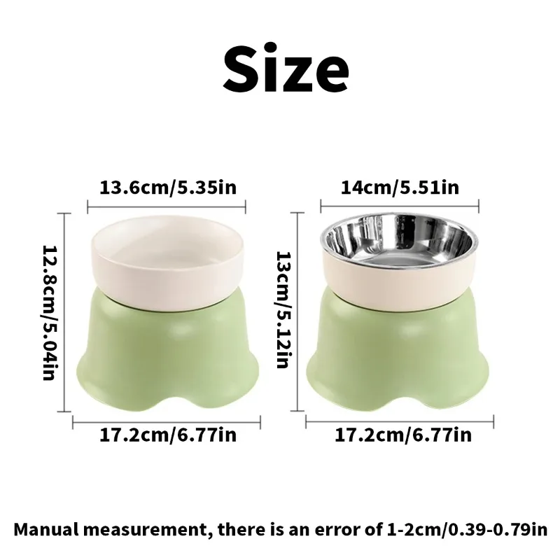 Un nuevo cuenco de flores de cerámica de acero inoxidable con cuello de patas altas, cuenco para perros y gatos, cuenco anti-punta para mascotas - imagen 5