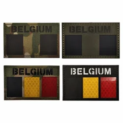 Parche reflectante con bandera del país de Bélgica, insignia para brazalete que brilla en la oscuridad, apliques de adorno, parches IR tácticos negros