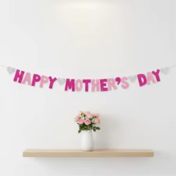 Decoración Día de la Madre – Bandera festiva con brillo para hogar