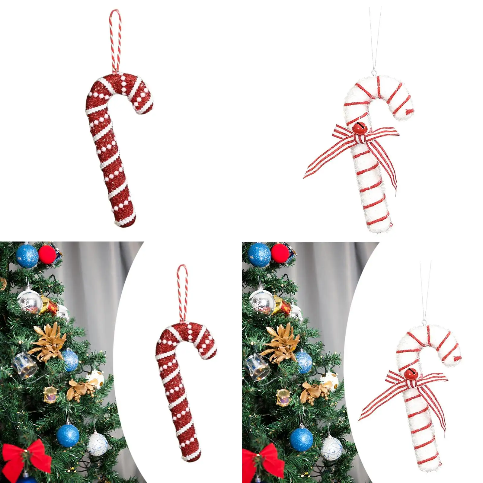 Festive Christmas Candy Cane Decorations Red White Foam Pendant for Home Tree Hanging Ornament 