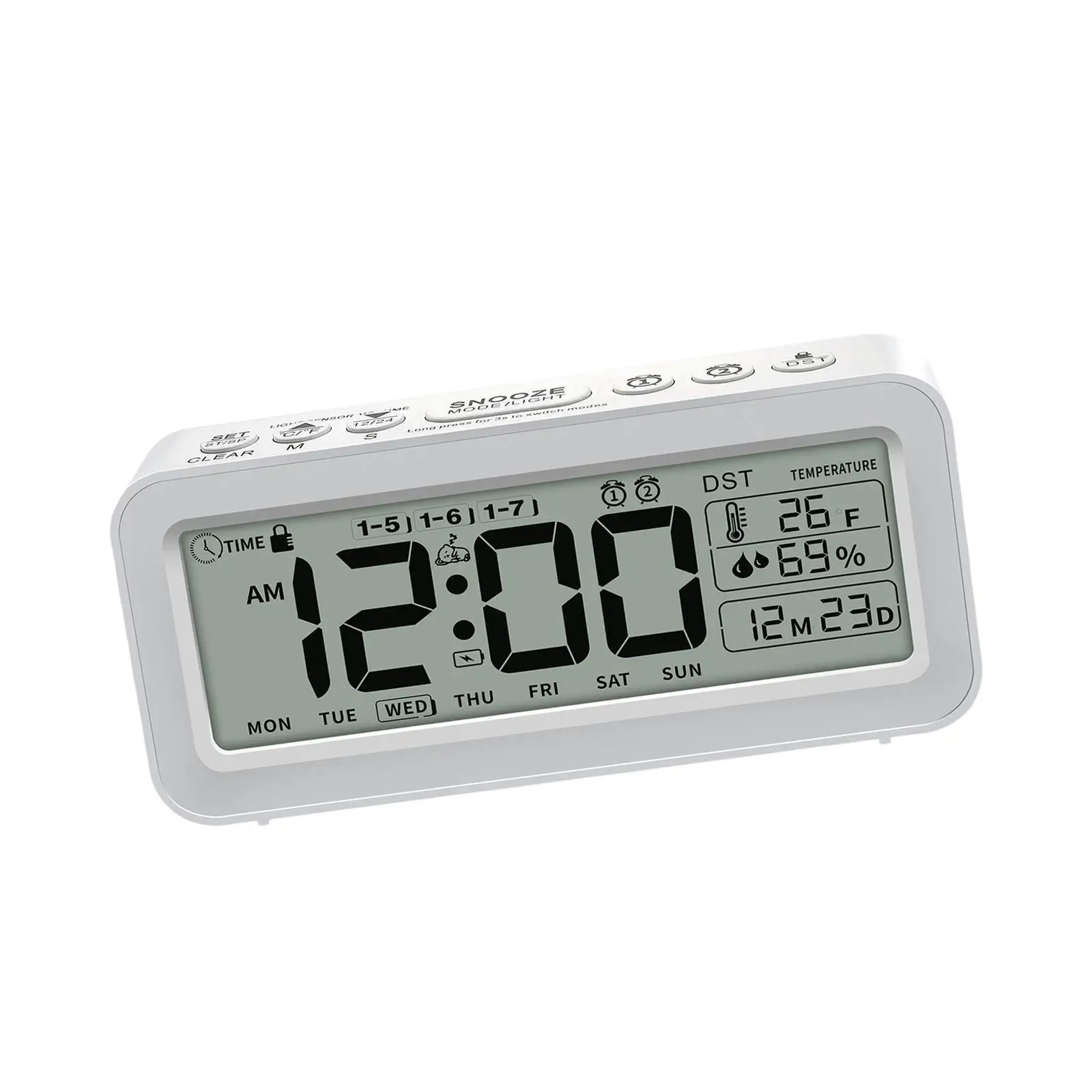 Digital Alarm Clock Digital Clock Practical Snooze Function Multifunctional Date/Time/Week for Bedside Living Room Office