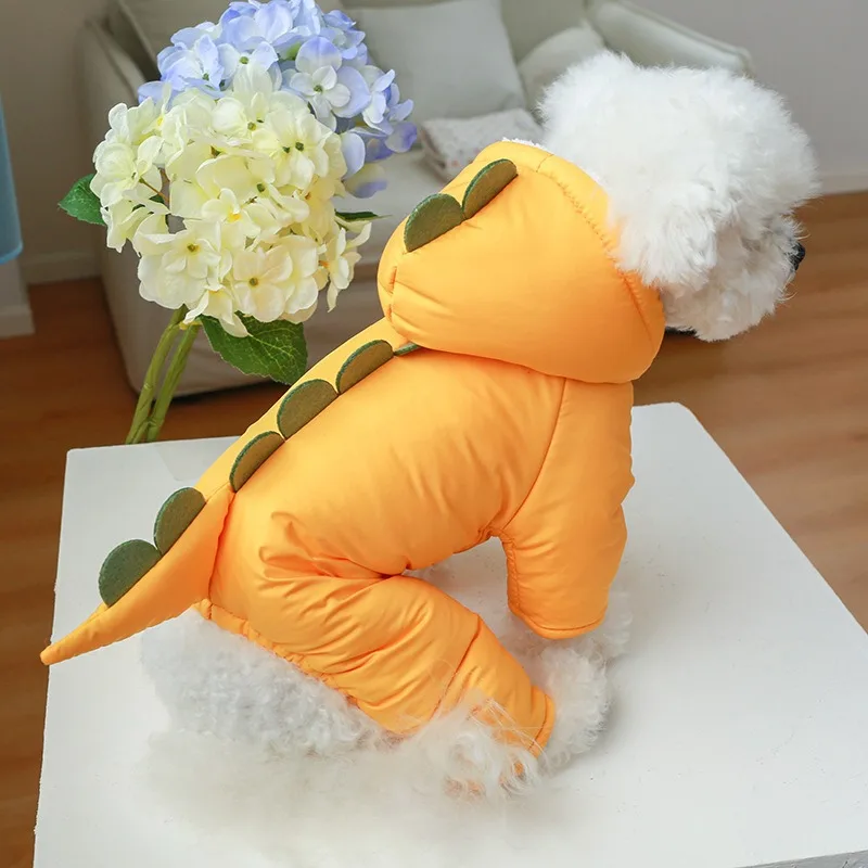 Ropa gruesa y cálida para perros, chaqueta de invierno para Cosplay de dinosaurio, días de nieve sólidos, ropa personalizada para gatos y Bulldog Francés de Año Nuevo - imagen 3